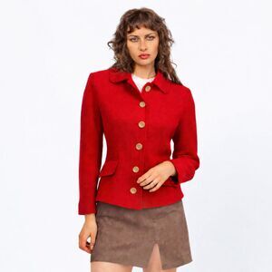 Carlisle Wool Blend Cardigan, Bright Red | sz. 8 | Vintage | EUC